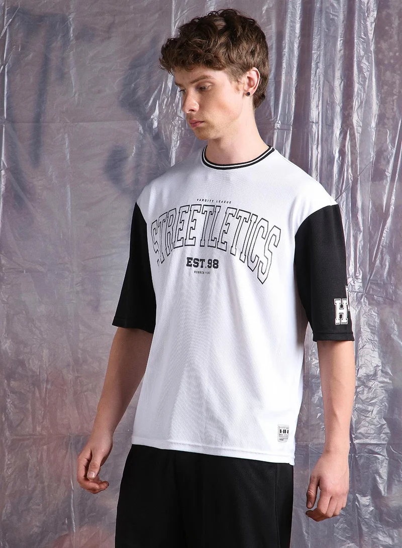 Hubberholme Men Streetletics Typography Printed Round Neck Relaxed Fit Mesh T-shirt